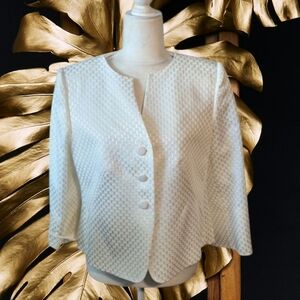 Armani Collezioni designer Quiet luxury textured white Italian blazer sz 12